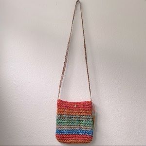 Cappelli Straworld Woven Straw Colorful Stripe Crossbody Satchel